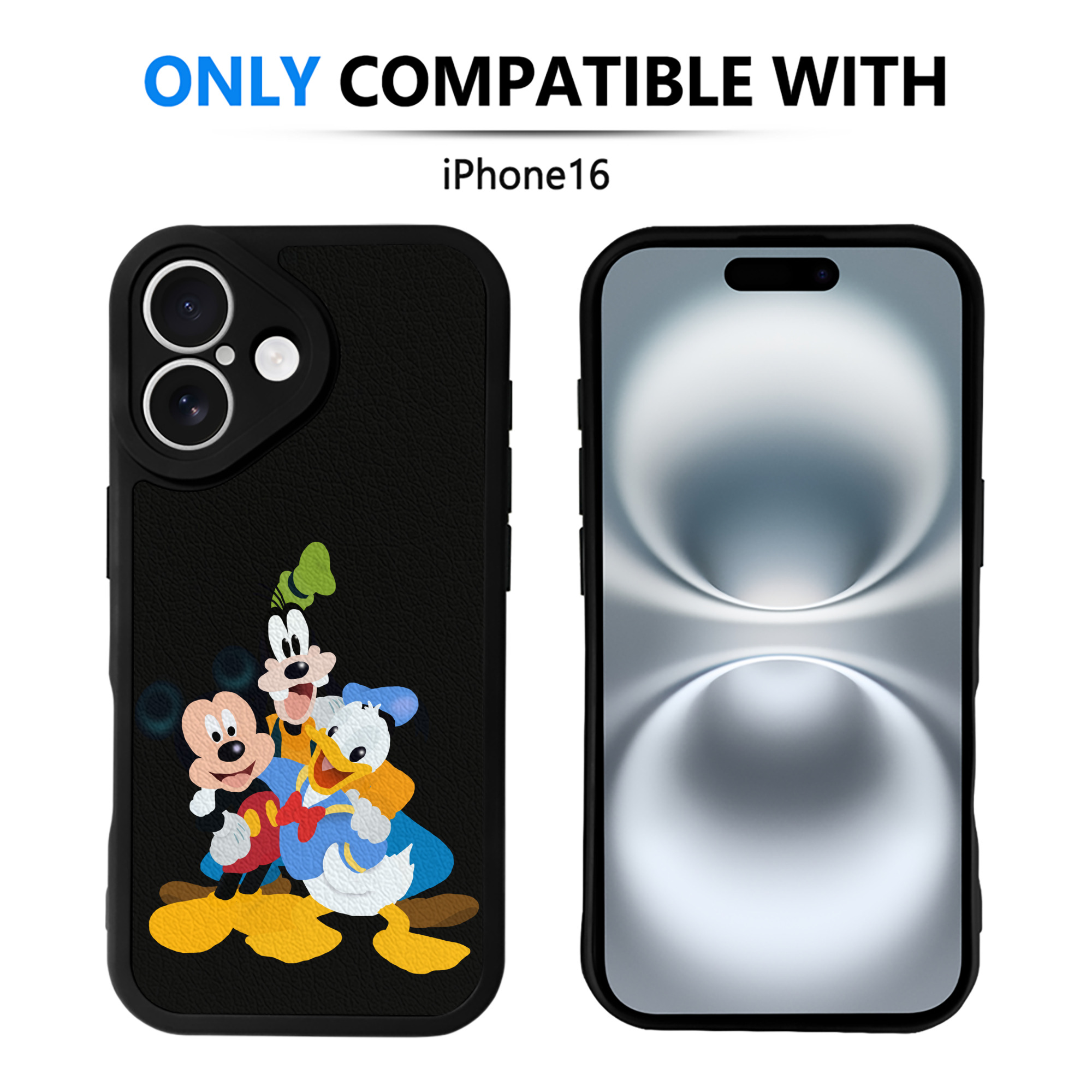 （画像用） ミッキーマウス Mickey Mouse 【iPhone 16シリーズ対応】シリコンスマホケース（レザー調） 材質：シリコン